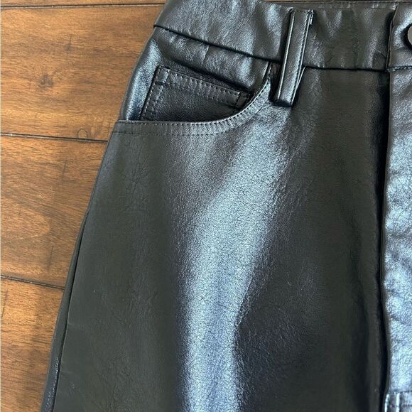 PacSun Black High Rise Faux Leather Straight Leg Pants Size XS - Picture 10 of 11